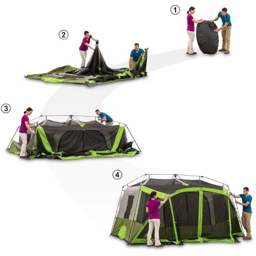 오자크트레일 Ozark Trail 9-Person Instant Cabin Tent Camping Outdoors Family with Bonus Screen Room Green by OZARK