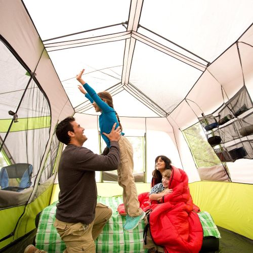 오자크트레일 Ozark Trail 9-Person Instant Cabin Tent Camping Outdoors Family with Bonus Screen Room Green by OZARK