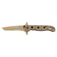 Ozark CRKT M16-13DSFG EDC Folding Pocket Knife: Special Forces Everyday Carry, Tan Serrated Tanto Blade, Veff Serrations, Automated Liner Safety, Dual Hilt, Desert G10 Handle, Reversible