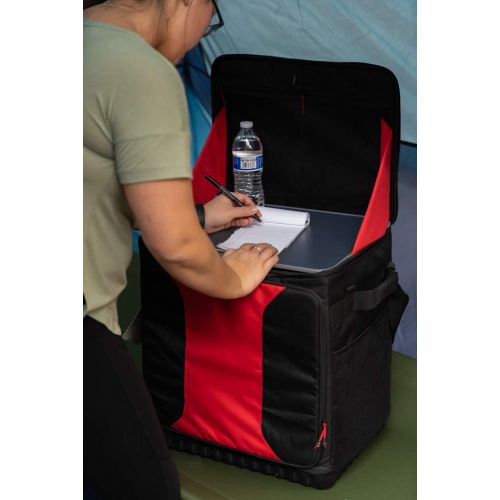  Simplify Your Storage Solutions at the Next Pregame Party/Tailgate With Spacious and Durable Ozark Trail Crane Lake Deluxe Camp Storage Organizer,Black/Red,2 Inside Bins,Bottle Ope