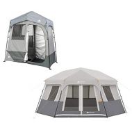 Ozark Trail 2-Room Instant Shower/Utility Shelter bundle with Ozark Trail 8-Person Instant Hexagon Cabin Tent
