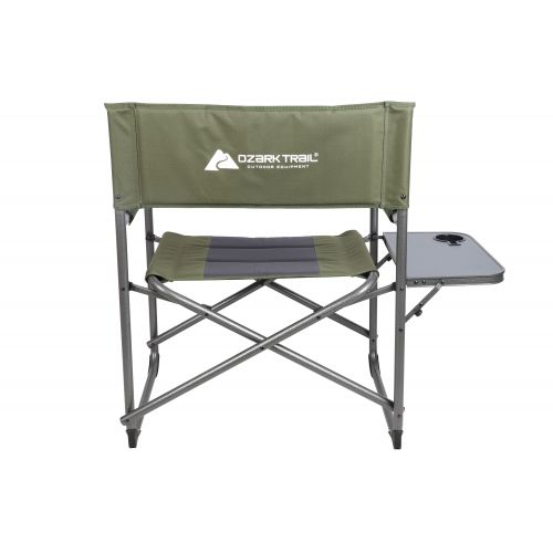 오자크트레일 Ozark Trail Oversized Directors Camping Chair with Side Table, Green & Grey