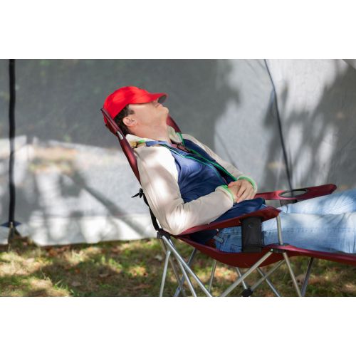 오자크트레일 Ozark Trail Compact Folding Reclining Chair with Cup Holders, Red