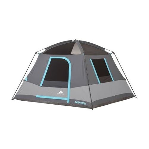오자크트레일 10' x 9' Ozark Trail Six-Person Dark Rest Cabin Family Camping and Adventure Tent, Includes a Gear Loft, Hanging Organizer, and Electrical Port Access and Ground Vent for Improved Air Circulation