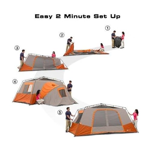 오자크트레일 Ozark Trail 11 Person 3 Room 14' x 14' Instant Cabin Tent (Orange)