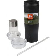 Ozark Trails Tumbler Set - 20 Oz, 3 Lids & Straw, Vacuum Insulated Stainless Steel Bottle with Leak-Proof Lid, Coffee Travel Mug With Straw Lid, Gift Box,Black