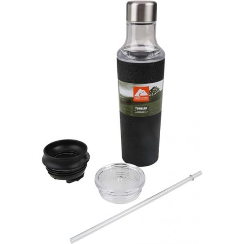 오자크트레일 Tumbler Set - 20 Oz, 3 Lids & Straw, Vacuum Insulated Stainless Steel Bottle with Leak-Proof Lid, Coffee Travel Mug With Straw Lid, Gift Box,Black