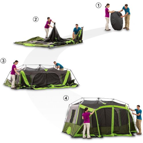 오자크트레일 [아마존베스트]Ozark Trail 9-Person Instant Cabin Tent Camping Outdoors Family with Bonus Screen Room Green by OZARK