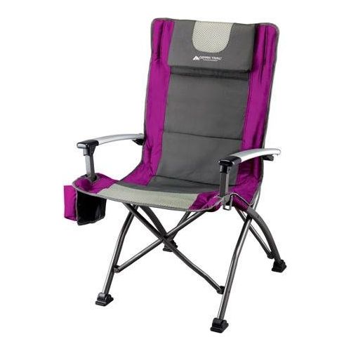 오자크트레일 Ozark Trail Ultra High Back Folding Quad Camp Chair, Gray/Pink, 300 Pounds Weight Capacity, Made of Durable Steel Frame, Fabric Cup Holder, Perfect Seat for Outdoor Relaxation , FC