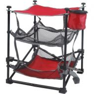 OZARK TRAIL Durable Steel Frame Folding End Table with Removable Swivel Cup Holder, Red