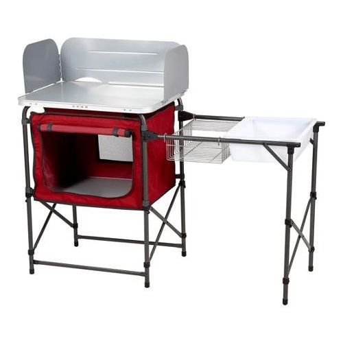 오자크트레일 Ozark Trail Durable Steel Frame with Easy-to-clean Tabletop, Deluxe Outdoor Camp Kitchen and Sink Table