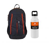 OZARK TRAIL Bell Mountain 18L Water Resistant Commuter Backpack in Greystone/Orange Crush Bundle 36oz White Water Bottle