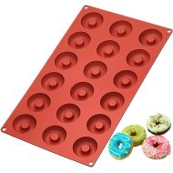 [아마존베스트]Ozera Silicone Mini Donut Pan, 18 Cavity Doughnut Baking Mold Tray - Muffin Cups, Cake Mold, Biscuit Mold, Red