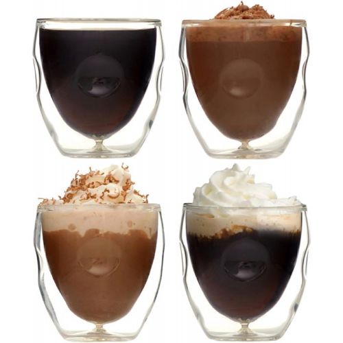  Ozeri Moderna Artisan Series Double Wall Beverage and Espresso Shot Glasses, 2-Ounce, Set of 4