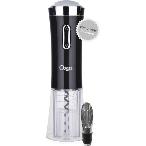  Ozeri Nouveaux II Electric Wine Opener in Black, with Foil Cutter, Wine Pourer and Stopper