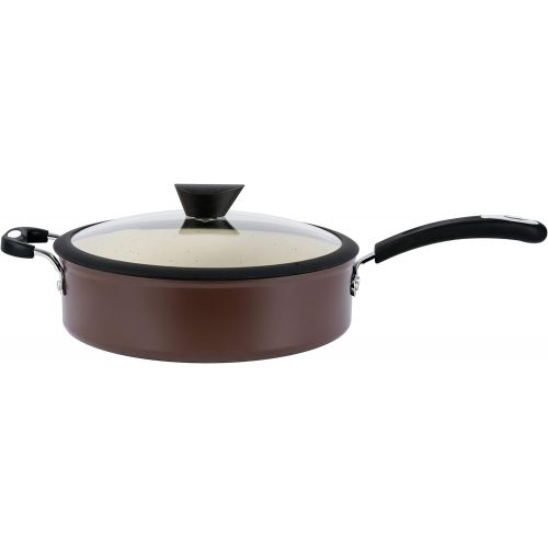  Ozeri Stone Earth All-in-One Sauce Pan 100% APEO, GenX, PFBS, PFOS, PFOA, NMP and NEP-Free German-Made Coating, 5 L (5.3 Quart), Coconut Brown