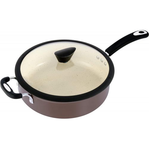  Ozeri Stone Earth All-in-One Sauce Pan 100% APEO, GenX, PFBS, PFOS, PFOA, NMP and NEP-Free German-Made Coating, 5 L (5.3 Quart), Coconut Brown