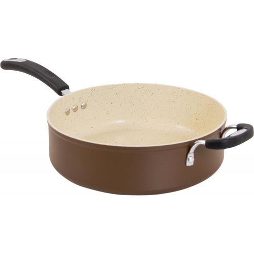  Ozeri Stone Earth All-in-One Sauce Pan 100% APEO, GenX, PFBS, PFOS, PFOA, NMP and NEP-Free German-Made Coating, 5 L (5.3 Quart), Coconut Brown