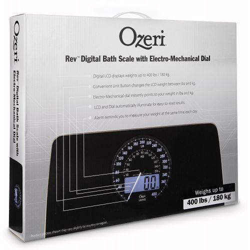  Ozeri Rev Digital Bathroom Scale with Electro-Mechanical Weight Dial, Black