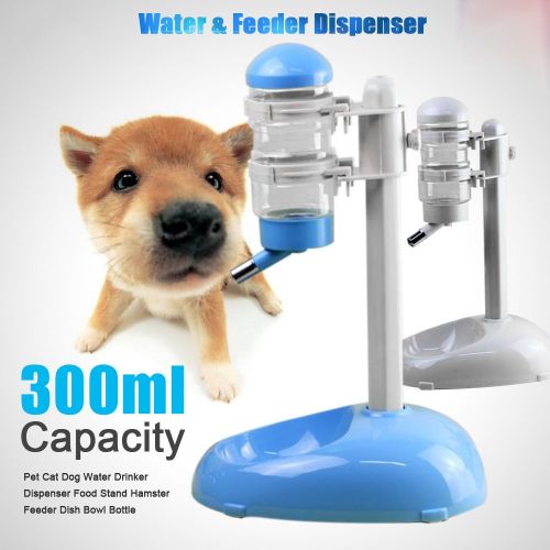  Ozoneshopping Portable Pet Water Drinker Dispenser Food Stand Hamster Feeder Dish Bowl Bottle for Dogs Cats