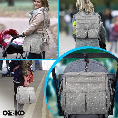  [아마존 핫딜] Ozziko Universal Parents Diaper Organizer Bag with Stroller Attachments. Large Strollers Insulated Baby Bag. Gift for Newborns, Infants, Toddlers, Babies. 3 Ways to Carry - Shoulder, Mess