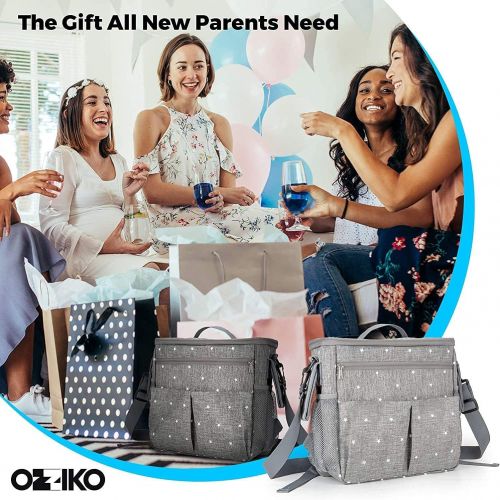  Ozziko Diaper Bag Backpack And Stroller Organizer And Accessories - Newborn Baby Girl or Boy Tote Diaper Back Pack Bag - Gift for New Parents, New Mom, Infants, Toddlers, Babies