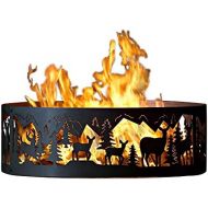 PD Metals Outdoor Campfire Fire Ring w Whitetail Deer Design (48 in. Dia.)