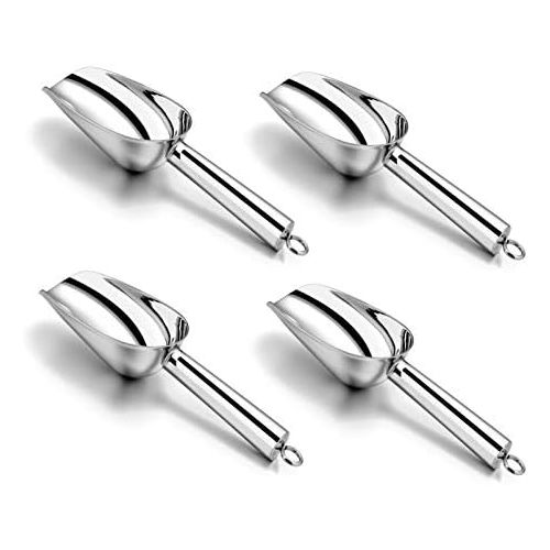  3 Ounce Mini Scoop Set of 4, P&P CHEF Stainless Steel Candy Sweet Ice Cube Scoop for Home Bar Buffet Wedding Canisters, Mirror Finish & Elegant Shape, Easy Clean & Dishwasher Safe