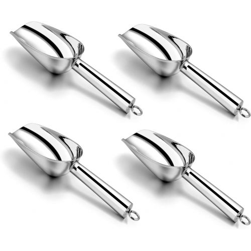  3 Ounce Mini Scoop Set of 4, P&P CHEF Stainless Steel Candy Sweet Ice Cube Scoop for Home Bar Buffet Wedding Canisters, Mirror Finish & Elegant Shape, Easy Clean & Dishwasher Safe