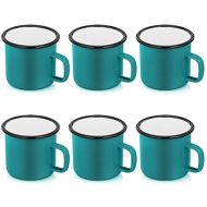 P&P CHEF Enamel Camping Mugs Set of 6, 12oz Coffee Camp Small Enamel Tea Cups for Indoor and Outdoor Activities, Wide Handle & Smooth Rim,Portable & Durable, 350ml