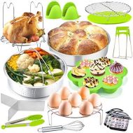 P&P CHEF 18 Pieces Pressure Cooker Instant Pot Accessories Set for Cooking and Serving, Fit 6/8 QT Electric Pressure Cooker, 2 Steamer Baskets, Cake Pan, Egg Rack, Egg Bites Mold a