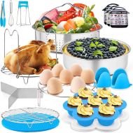 17 Pcs Instant Pressure Cooker Pot Accessories, P&P CHEF Blue Steamer Accessory Set for Cooking Steaming Serving - Steamer Basket, Cake Pan, Egg Bites Mold and Kitchen Tools (For 6