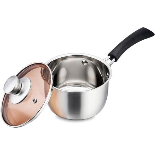  P&P CHEF 1 Quart Saucepan, Stainless Steel Saucepan with Lid, Small Sauce for Home Kitchen Restaurant Cooking, Easy Clean and Dishwasher Safe