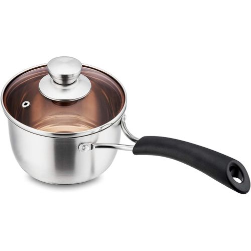  P&P CHEF 1 Quart Saucepan, Stainless Steel Saucepan with Lid, Small Sauce for Home Kitchen Restaurant Cooking, Easy Clean and Dishwasher Safe