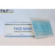 P&P Medical Surgical LLC Disposable Medical Face Masks Sanitary Dental Surgical Hypoallergenic with Elastic Ear Loops 3-Ply Thick Resistance to Fluid & Blood Cotton Filter for Pollen Allergies & Dust Box o
