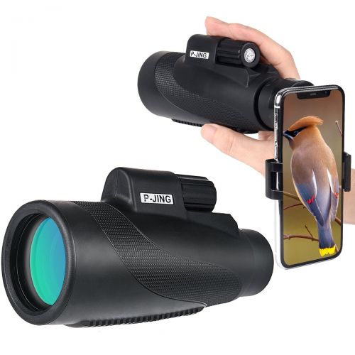  HD Monocular Telescopes, P-JING 16X50 High Definition Power Monocular Telescope - Waterproof Compact Telephoto Zoom Lens Low Night Vision BAK4 Prism with Phone Adapter for Hunting