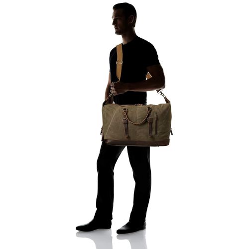  Canvas Duffle Bag, P.KU.VDSL Canvas Leather Weekender Overnight Tote Bag Oversized Travel Handbag Duffels for Men Women