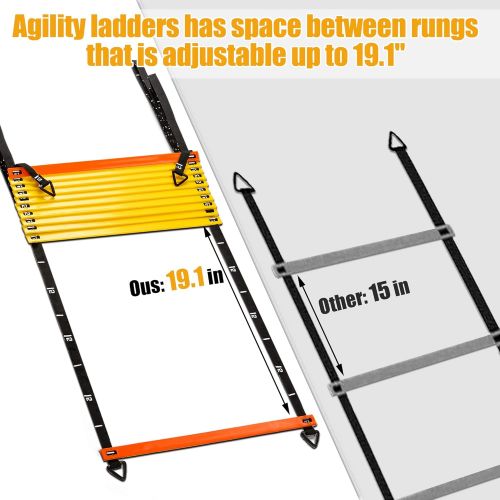  PACEARTH Agility Ladder - 12 Rung 20ft Agility Speed and Balance Training Ladder for Soccer Basketball Boxing Softball Footwork Sports Agility Training with Scale and Carry Bag