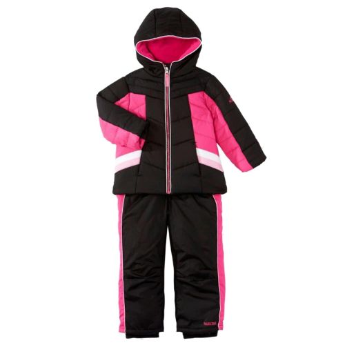  PACIFIC TRAIL Pacific Trail Infant & Toddler Girls Pink & Black Snowsuit Ski Bibs & Coat Set