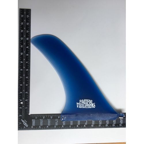  PACIFIC VIBRATIONS 10.25 David Nuuhiwa SURFBOARD LONGBOARD FIN Vintage Template Fiberglass Longboard center box fin color BLUE
