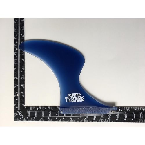  PACIFIC VIBRATIONS 9.25” Surfboard FOOTBALL FIN Vintage Template Fiberglass Longboard center box fin color BLUE