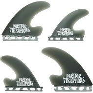 PACIFIC VIBRATIONS Futures Base J Drive Surfboard fins 4 fin Quad fins Set Fiberglass Resin Color Smoke