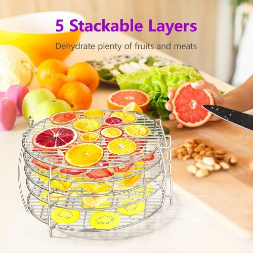  Dehydrator Rack, Packism 5 Tier Food Dehydrator Stand for Ninja Foodi Accessories, Fits 6.5 qt and 8 qt Ninja Foodi Pressure Cooker and Air Fryer, Food Grade 304 Stainless Steel, S