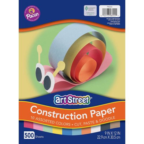  Pacon Lightweight Construction Paper, 10 Assorted Colors, 9 x 12, 500 Sheets (4 Count)