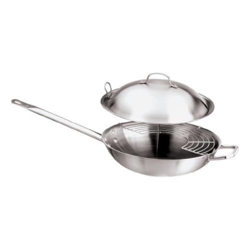  PADERNO 1252932Wok mit Rost und Deckel, 32cm, Edelstahl