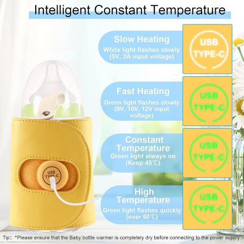  PADRAM Baby Bottle Warmer Baby?Brew?Bottle?Warmer for Breastmilk Portable USB Car Bottle Warmer for Night Feeding, Outside and in Car Milk Heating Keeper Maintain Ideal Temperature for Mi