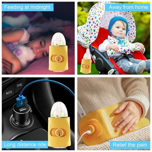  PADRAM Baby Bottle Warmer Baby?Brew?Bottle?Warmer for Breastmilk Portable USB Car Bottle Warmer for Night Feeding, Outside and in Car Milk Heating Keeper Maintain Ideal Temperature for Mi