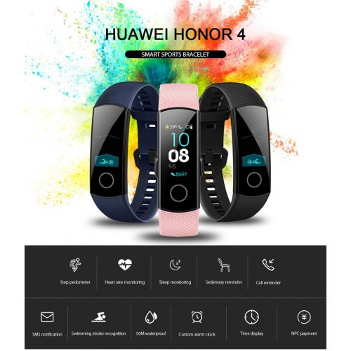  PADY-Honor Huawei Honor Band 4 6-Axis Inertial Heart Rate Monitor Infrared 0.95 Full Touch AMOLED Color Screen Home Button All-in-One Activity Tracker 5ATM Waterproof Standard Edition