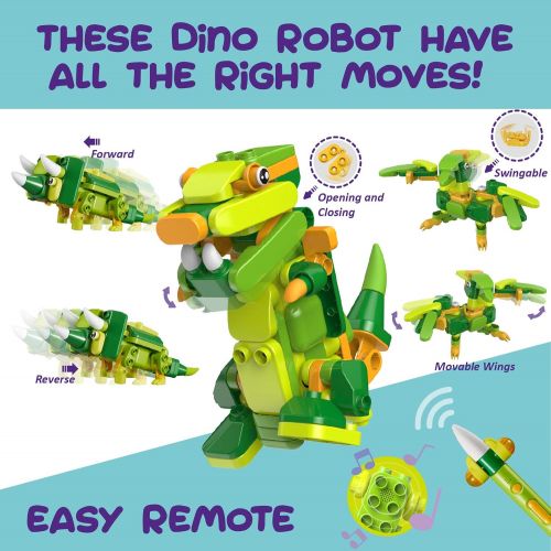  [아마존베스트]PAI TECHNOLOGY BOTZEES GO! Dinosaur Robot Toys, Building & Electric Remote Control Toys, Educational STEM Toys, Creative Building Kits, Learning Toys for Kids Ages 3+, Boys Toys, with RC Magic St