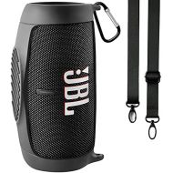 PAIYULE Silicone Case Cover for JBL Charge 5 Portable Bluetooth Speaker, Travel Gel Soft Skin,Waterproof Rubber Carrying Pouch with Strap(Black)